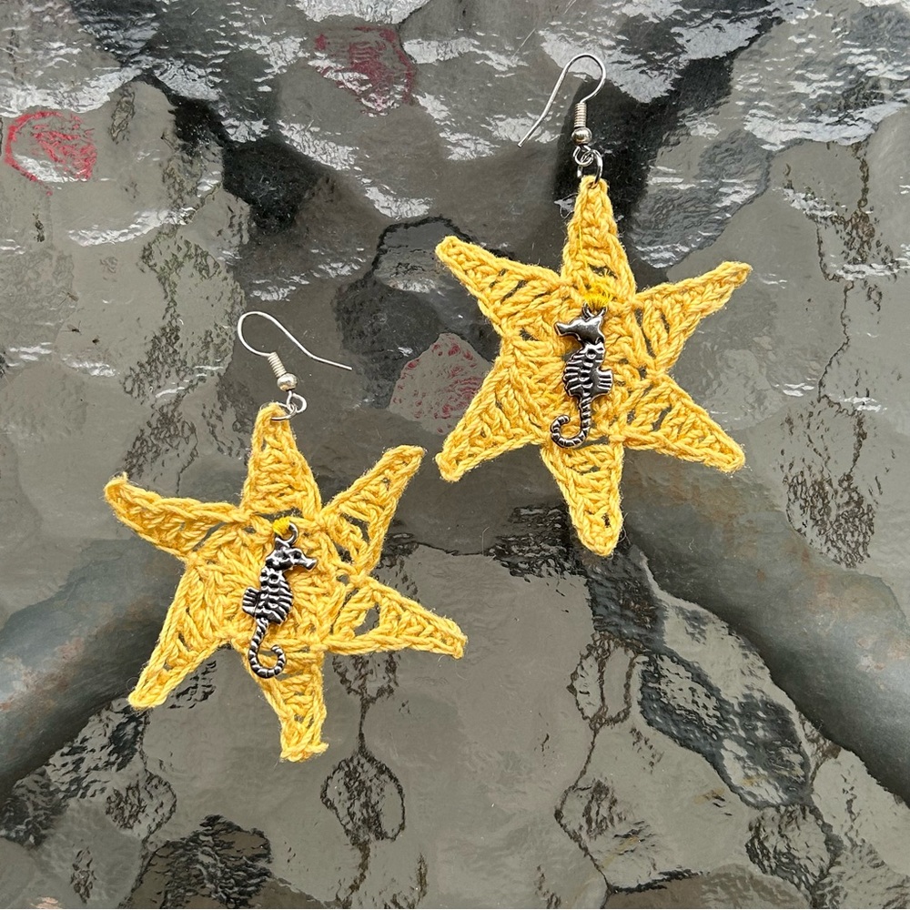 🌟SEASTAR CROCHET EARRINGS!